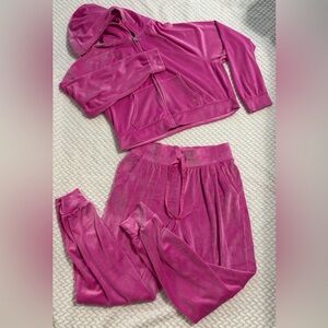 Victoria's Secret Velour Hoodie & Pants Set - Pink Size Medium